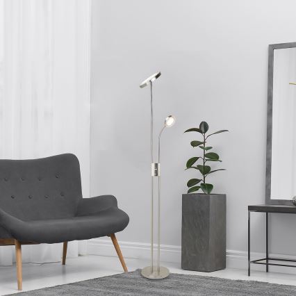 Rabalux - Lampă de podea LED cu reglaj intensitate LED/18,5W/230V + LED/4,5W crom mat
