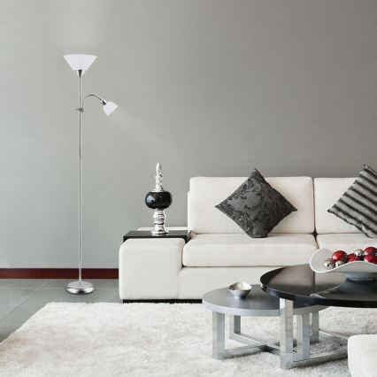 Rabalux - Lampadar ACTION 1xE27/100W/230V + 1xE14/25W crom mat/alb