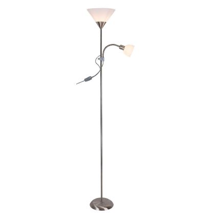 Rabalux - Lampadar ACTION 1xE27/100W/230V + 1xE14/25W crom mat/alb