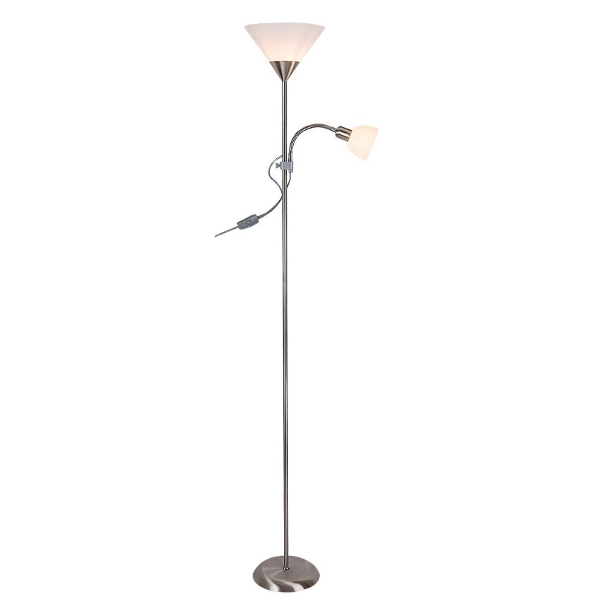 Rabalux - Lampadar ACTION 1xE27/100W/230V + 1xE14/25W crom mat/alb