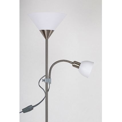 Rabalux - Lampadar ACTION 1xE27/100W/230V + 1xE14/25W crom mat/alb