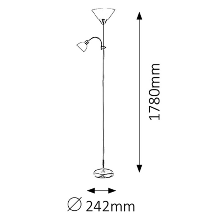 Rabalux - Lampadar ACTION 1xE27/100W/230V + 1xE14/25W crom mat/alb
