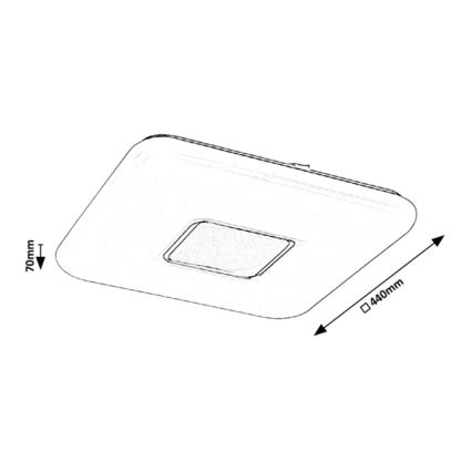 Rabalux - Plafonieră LED dimabilă, LED/70W/230V, cu telecomandă, 44x44 cm