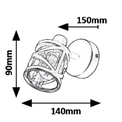 Rabalux 5335 - Aplică perete spot OBERON 1xE14/40W/230V