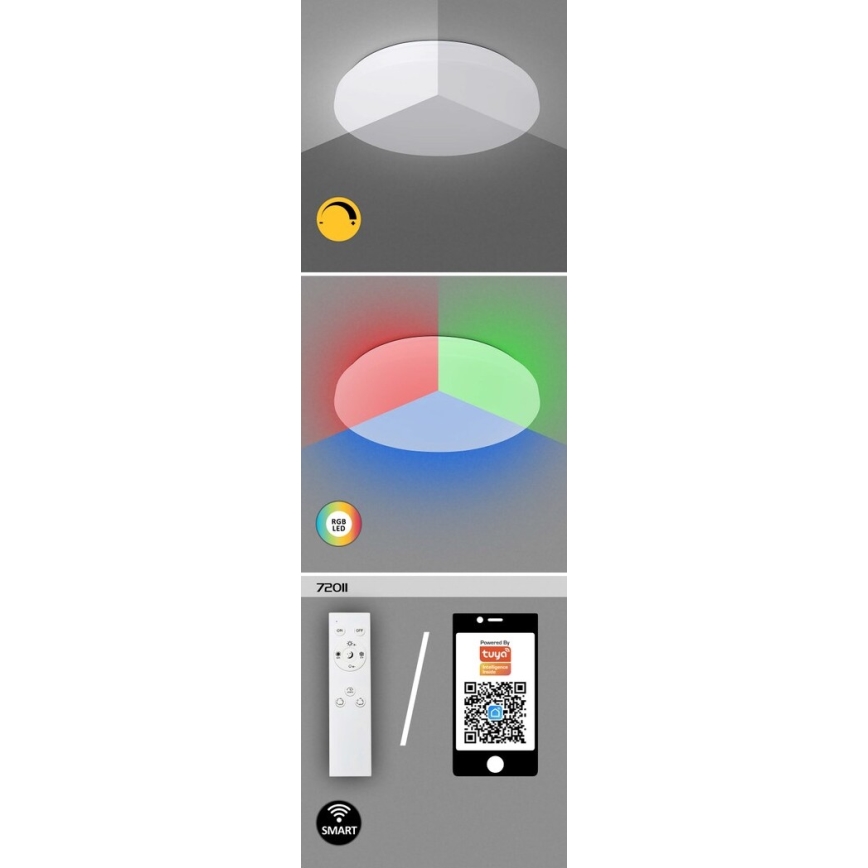 Rabalux - Plafonier LED RGB reglabil, LED/24W/230V Wi-Fi Tuya 3000-6500K, diametru 31 cm