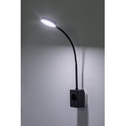 Rabalux - Lampă de perete LED dimmabilă, 4W, 230V, cu port USB pentru priză, 3000/4000/6000K, neagră
