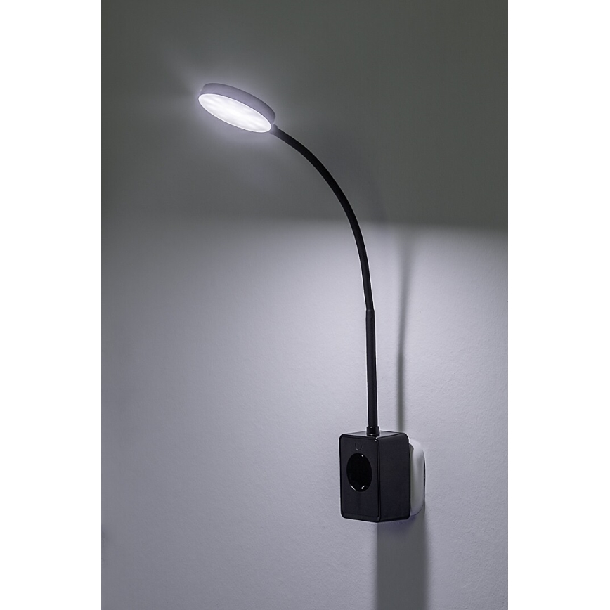 Rabalux - Lampă de perete LED dimmabilă, 4W, 230V, cu port USB pentru priză, 3000/4000/6000K, neagră