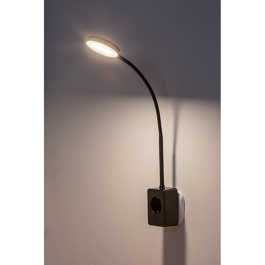 Rabalux - Lampă de perete LED dimmabilă, 4W, 230V, cu port USB pentru priză, 3000/4000/6000K, neagră