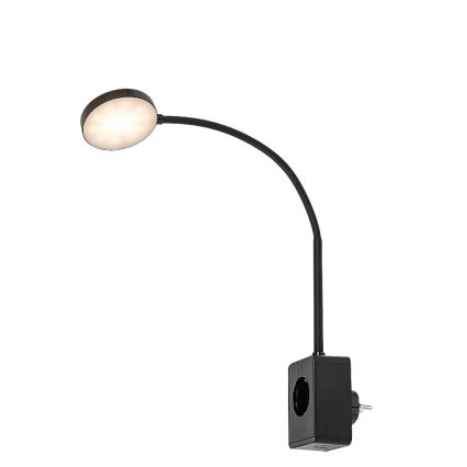 Rabalux - Lampă de perete LED dimmabilă, 4W, 230V, cu port USB pentru priză, 3000/4000/6000K, neagră