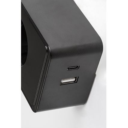 Rabalux - Lampă de perete LED dimmabilă, 4W, 230V, cu port USB pentru priză, 3000/4000/6000K, neagră