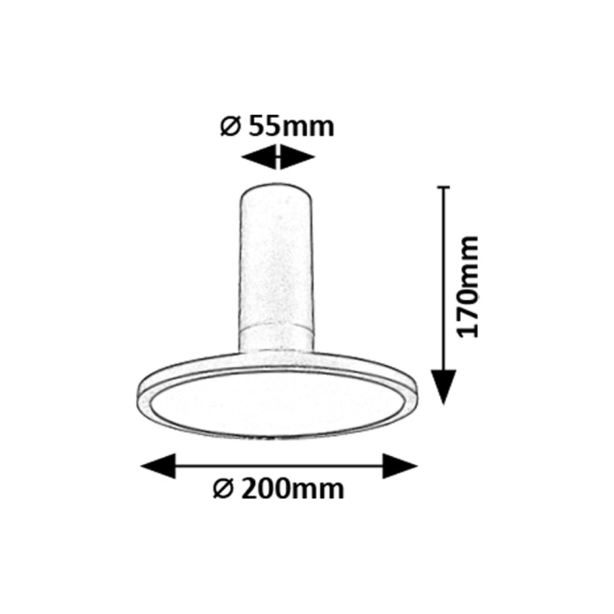 Rabalux - Plafonieră LED, 20 W, 230 V, 3000 K, negru, Ø 20 cm