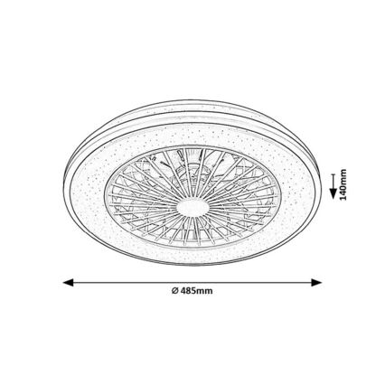 Rabalux - Plafonier LED cu ventilator, reglabil, LED/48W/230V 3000-6500K + telecomandă