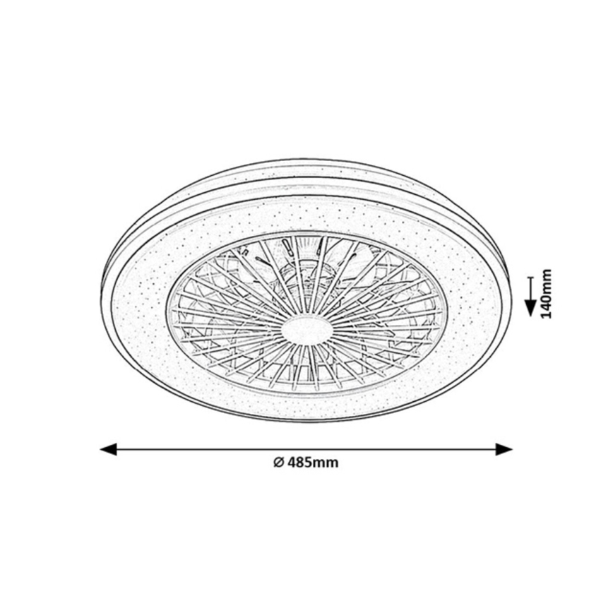 Rabalux - Plafonier LED cu ventilator, reglabil, LED/48W/230V 3000-6500K + telecomandă