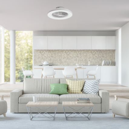 Rabalux - Plafonier LED cu ventilator, reglabil, LED/48W/230V 3000-6500K + telecomandă