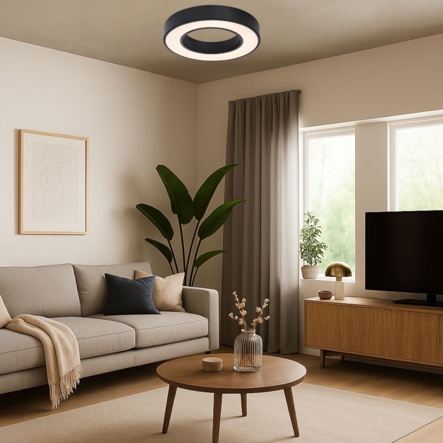 Rabalux - Plafonieră LED, 24 W, 230 V, 3000/4000/6500 K, Ø 40 cm, negru