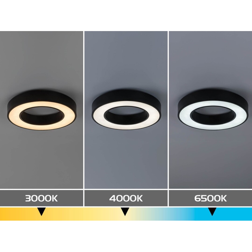 Rabalux - Plafonieră LED, 24 W, 230 V, 3000/4000/6500 K, Ø 40 cm, negru