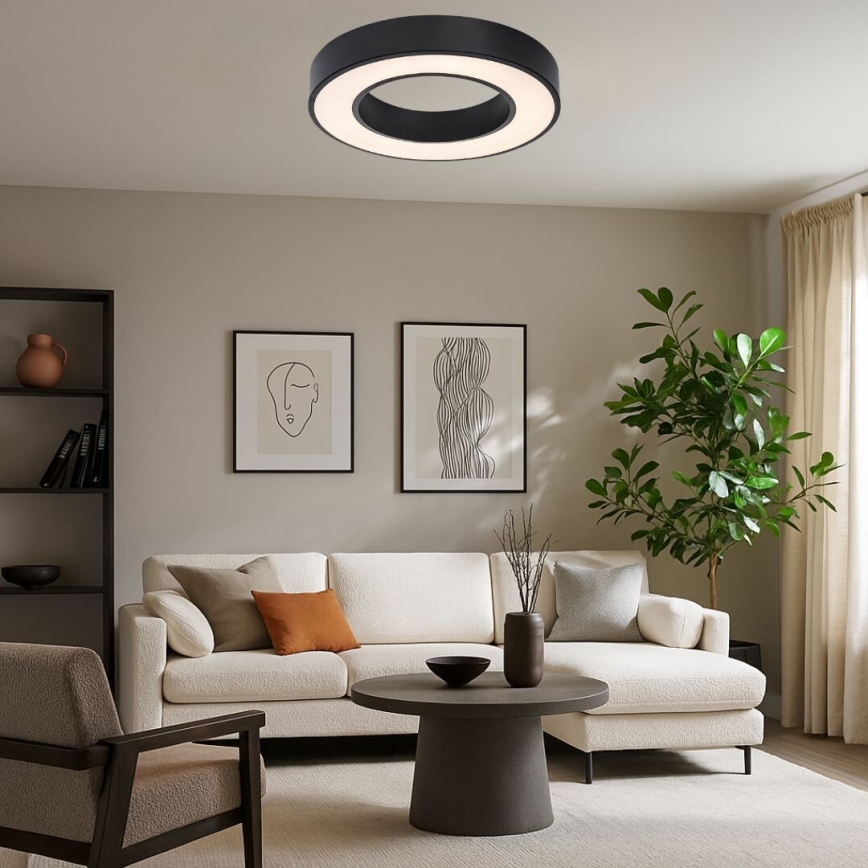 Rabalux - Plafonieră LED cu funcție dimmer, 45W, 230V, 3000-6500K, Ø 60 cm, negru + telecomandă