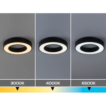 Rabalux - Plafonieră LED cu funcție dimmer, 45W, 230V, 3000-6500K, Ø 60 cm, negru + telecomandă