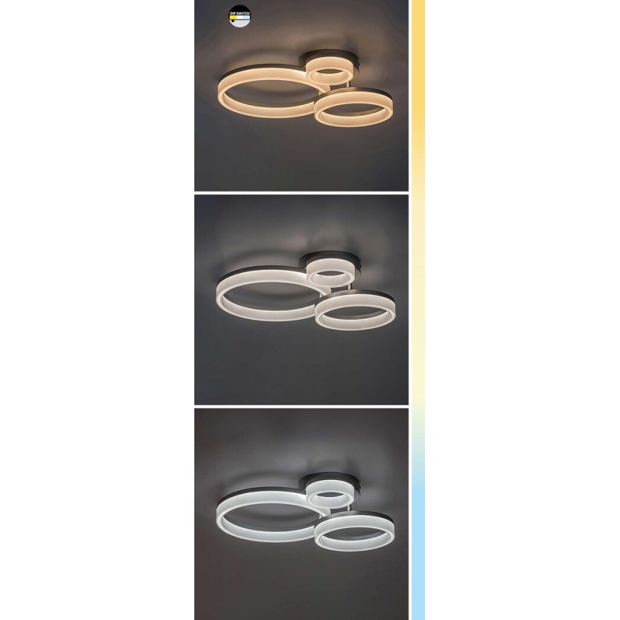 Rabalux - Plafonieră LED, 24 W, 230 V, 3000/4000/6500 K, 38 x 51 cm, crom mat