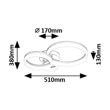 Rabalux - Plafonieră LED, 24 W, 230 V, 3000/4000/6500 K, 38 x 51 cm, crom mat