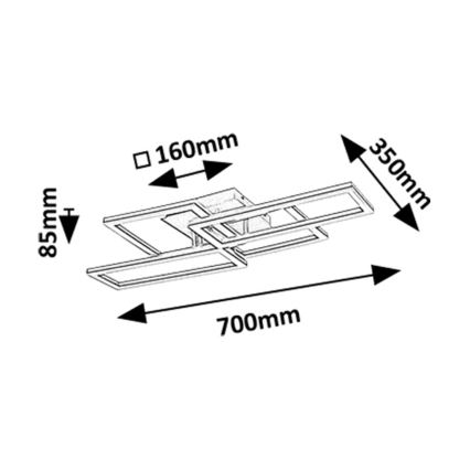 Rabalux - Plafonieră LED dimerizabilă, 40 W, 230 V, 3000–6500 K, 35 x 70 cm, cu telecomandă