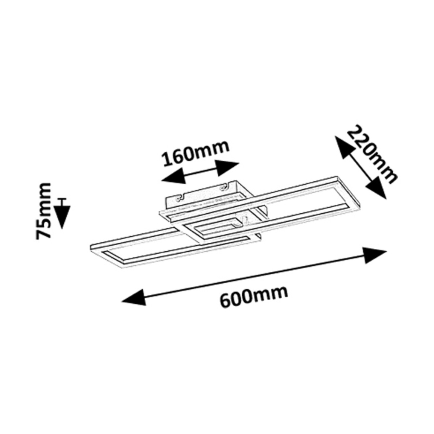 Rabalux Plafonieră LED dimmabilă, 30 W, 230 V, 3000–6500 K, cu telecomandă inclusă, lungime 60 cm