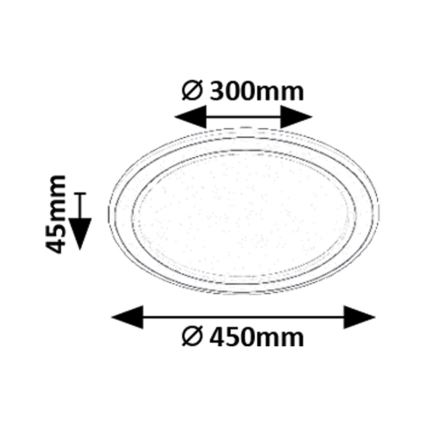 Rabalux - Plafonieră LED RGB reglabilă, 22W, 230V, 3000-6500K, Ø 45 cm, cu telecomandă