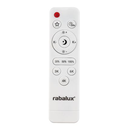 Rabalux - Plafonieră LED reglabilă, 20W, 230V, 3000-6500K, diametru 38,5 cm, neagră, cu telecomandă