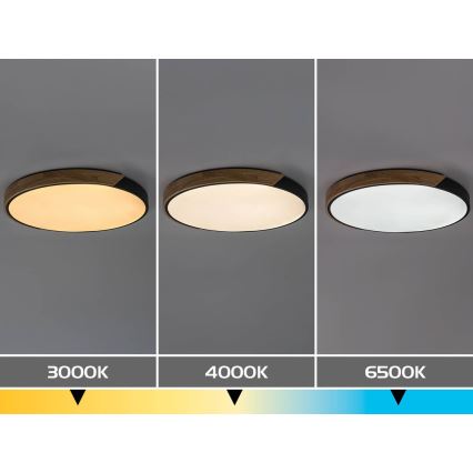 Rabalux - Plafonieră LED/42W/230V 3000/4000/6500K negru/stejar Ø 61 cm