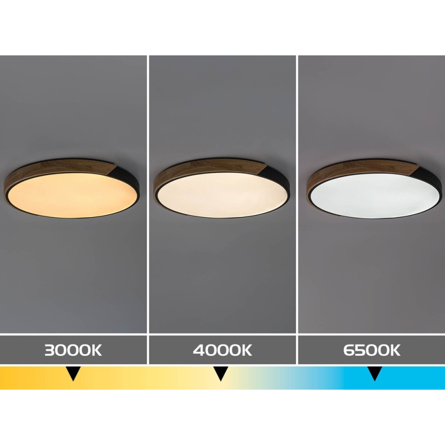 Rabalux - Plafonieră LED/42W/230V 3000/4000/6500K negru/stejar Ø 61 cm