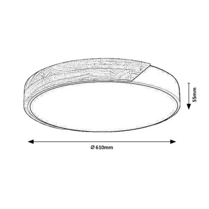 Rabalux - Plafonieră LED/42W/230V 3000/4000/6500K negru/stejar Ø 61 cm