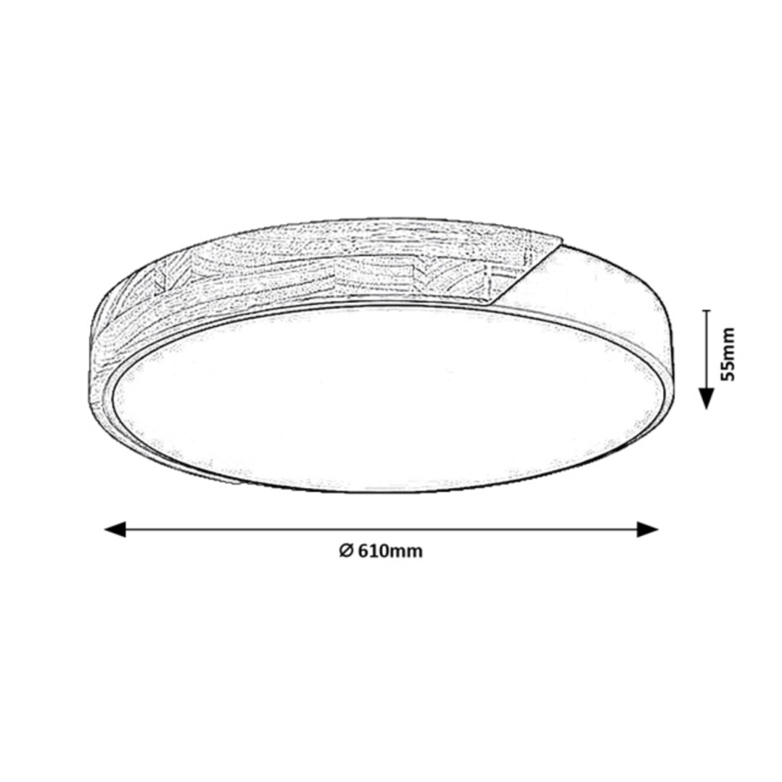 Rabalux - Plafonieră LED/42W/230V 3000/4000/6500K negru/stejar Ø 61 cm