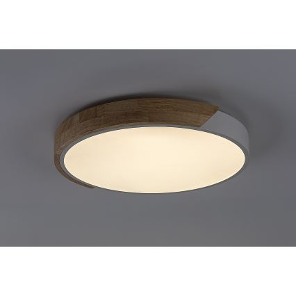 Rabalux - Plafonieră LED, 40 W, 230 V, 3000/4000/6500 K, alb/stejar, diam. 61 cm