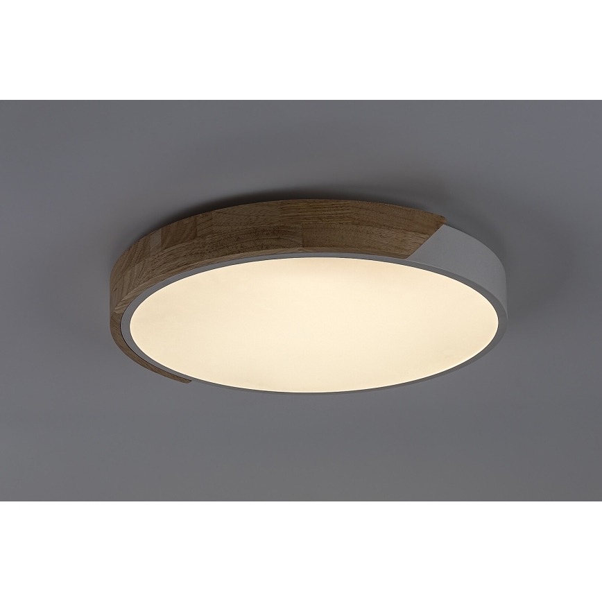 Rabalux - Plafonieră LED, 40 W, 230 V, 3000/4000/6500 K, alb/stejar, diam. 61 cm