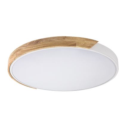 Rabalux - Plafonieră LED, 40 W, 230 V, 3000/4000/6500 K, alb/stejar, diam. 61 cm
