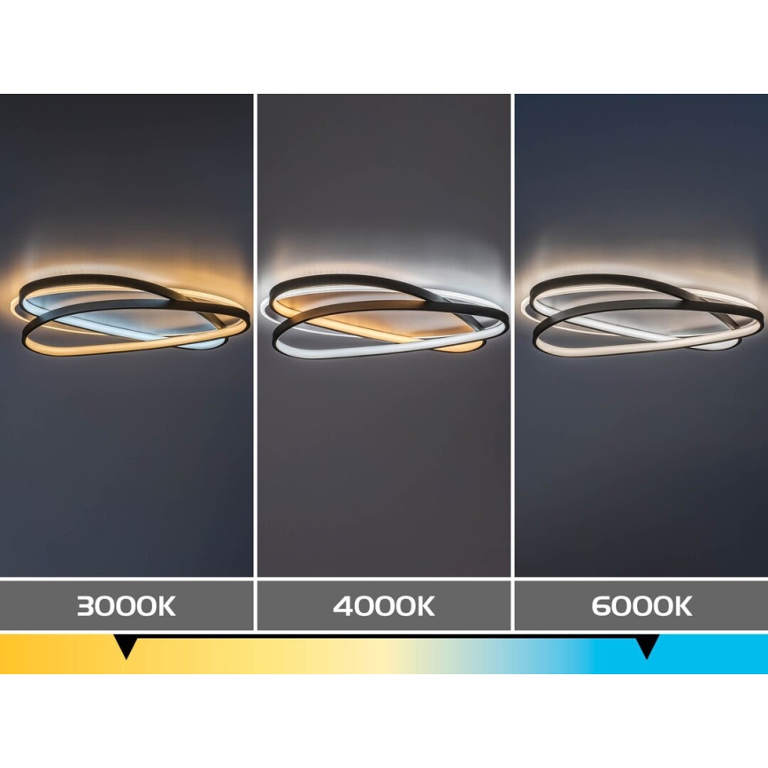 Rabalux - Plafonieră LED reglabilă, 57W, 230V, 3000–6000K, 53 x 38 cm, cu telecomandă