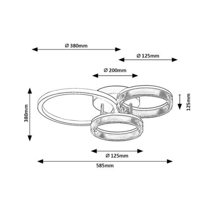 Rabalux - Plafonieră LED dimabilă/38W/230V 3000-6500K 58,5x38 cm + telecomandă