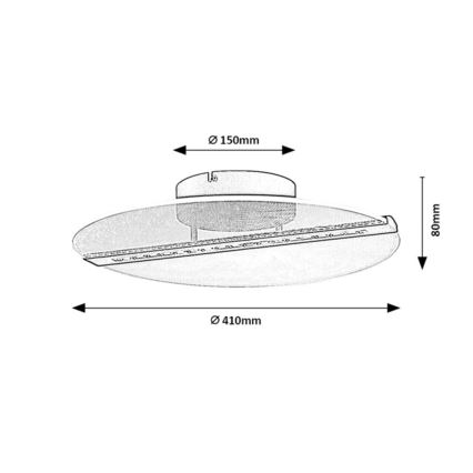Rabalux - Plafonieră LED 20 W, 230 V, 3000 K, Ø 41 cm, negru/transparent