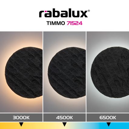 Rabalux - Aplica LED de perete LED/12W/230V 3000/4500/6500K neagră