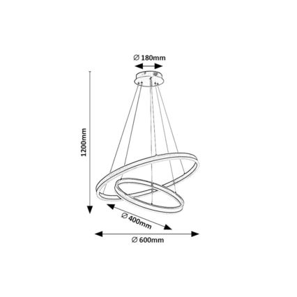 Rabalux - Lustru LED dimabil, suspendat pe cablu, 80 W, 230 V, 3000–6500 K, cu telecomandă