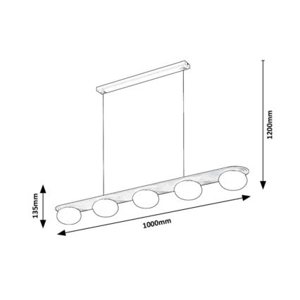 Rabalux - Lustră suspendată pe cablu, 5 x G9, 25 W, 230 V