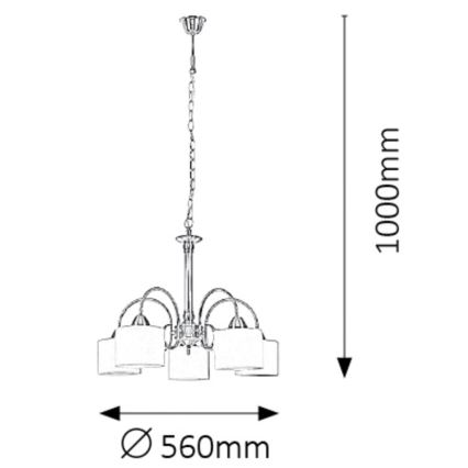 Rabalux 7276 - Lustră EDITH 5xE27/60W/230V bronz