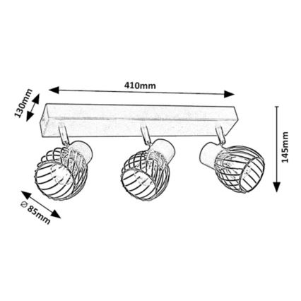 Rabalux - Spot cu 3 becuri E14/10W/230V