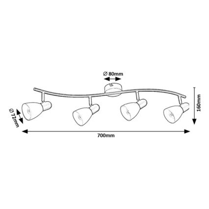 Rabalux - Plafonieră cu 4 spoturi, 4xE14/40W/230V