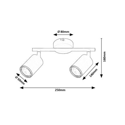 Rabalux - Spot dublu 2 x GU10, 15 W, 230 V, alb
