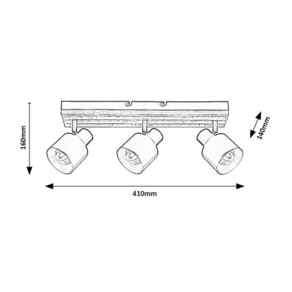 Rabalux - Corp de iluminat cu 3 spoturi E14/10W/230V