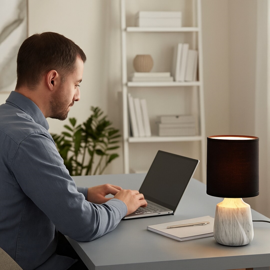 Rabalux - Lampă de masă 1xE14/40W/230V, neagră, decor marmură