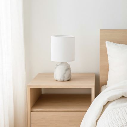 Rabalux - Lampă de masă 1xE14/40W/230V, albă, cu decor marmură