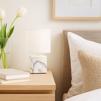 Rabalux - Lampă de masă 1xE14/40W/230V albă/decor de marmură