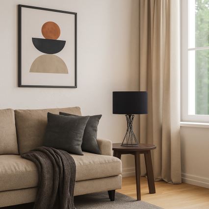 Rabalux - Lampă de masă, 1x E27/40W/230V, neagră